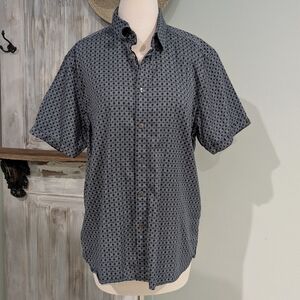 Ted Baker Men's Blue Patterned Short Sleeve Shirt